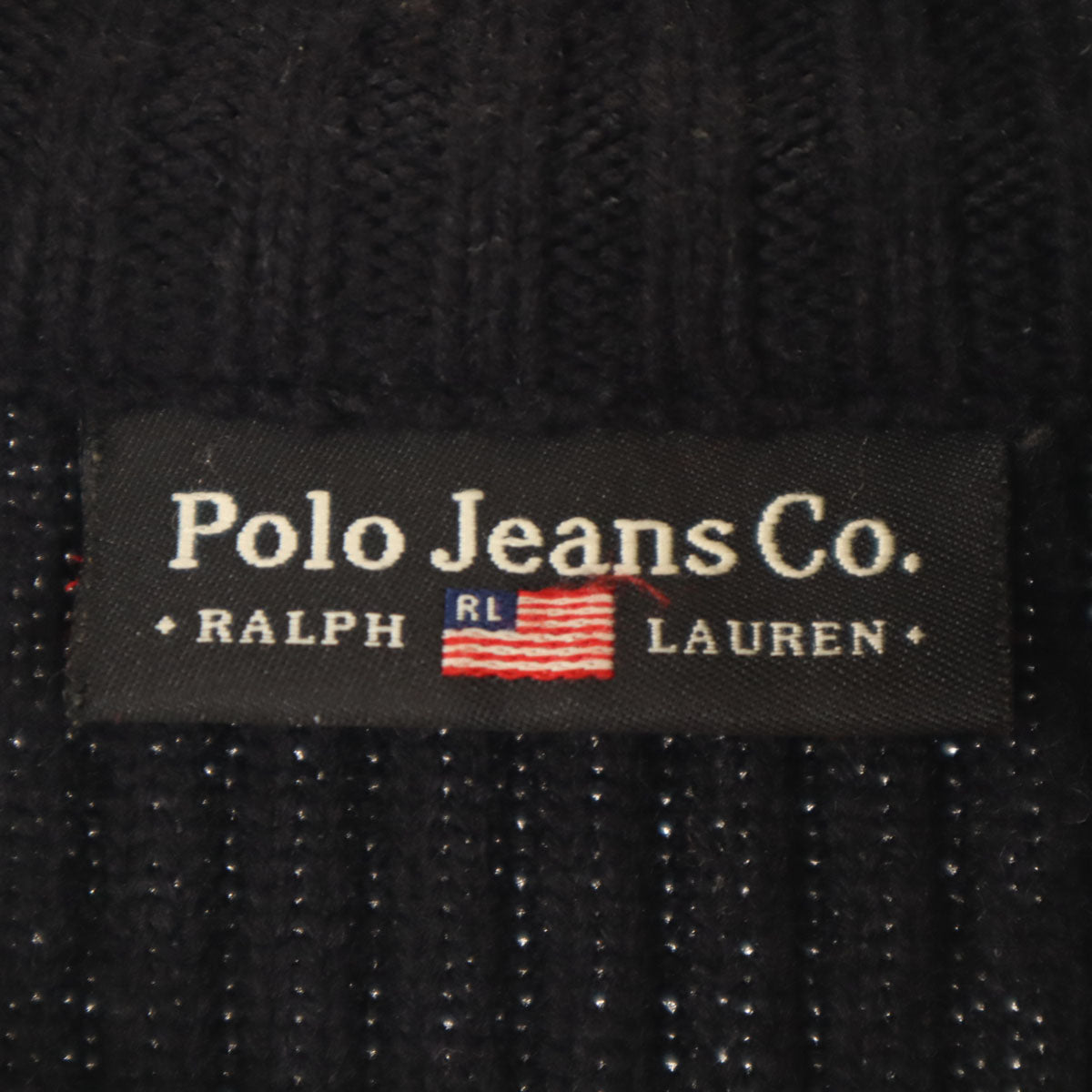 POLO JEANS COMPANY RALPH LAUREN ポロジーンズカンパニーラルフローレン 中綿切替 ニットジャケット S ブラック レディース