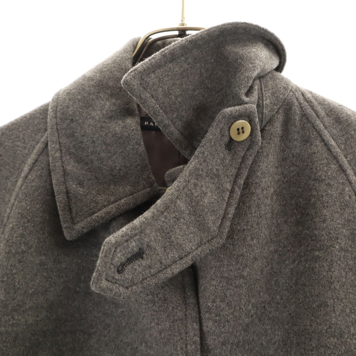 RALPH LAUREN ラルフローレン 日本製 カシミヤブレンド ステンカラーコート 7 グレー ハーフ丈 レディース