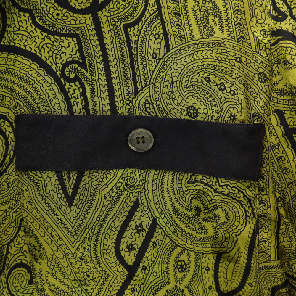 CELINE セリーヌ 90s フランス製 シルク オールド ジェーシーシ― 総柄 長袖 シャツ 上下 セットアップ 38 カーキ レディース