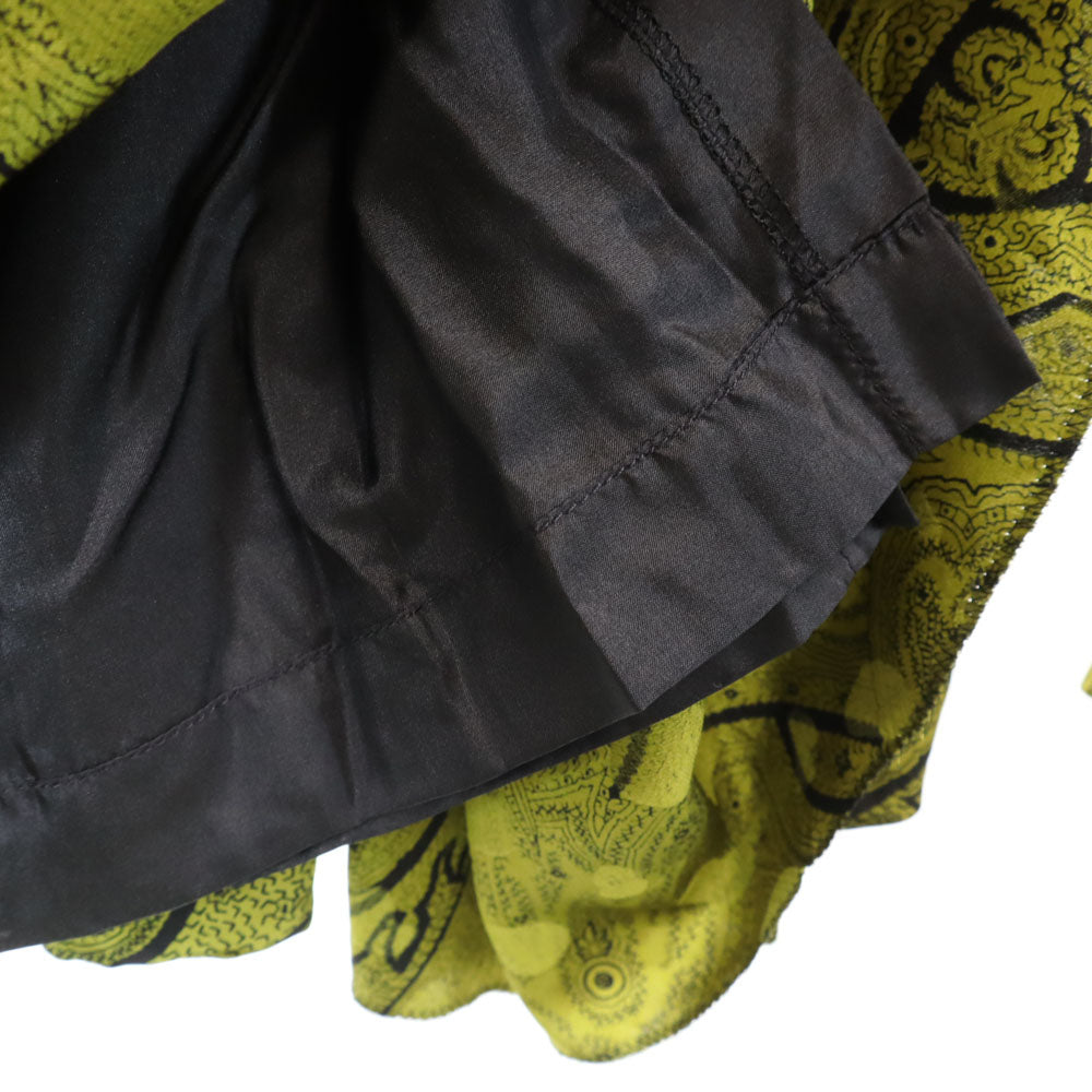 CELINE セリーヌ 90s フランス製 シルク オールド ジェーシーシ― 総柄 長袖 シャツ 上下 セットアップ 38 カーキ レディース