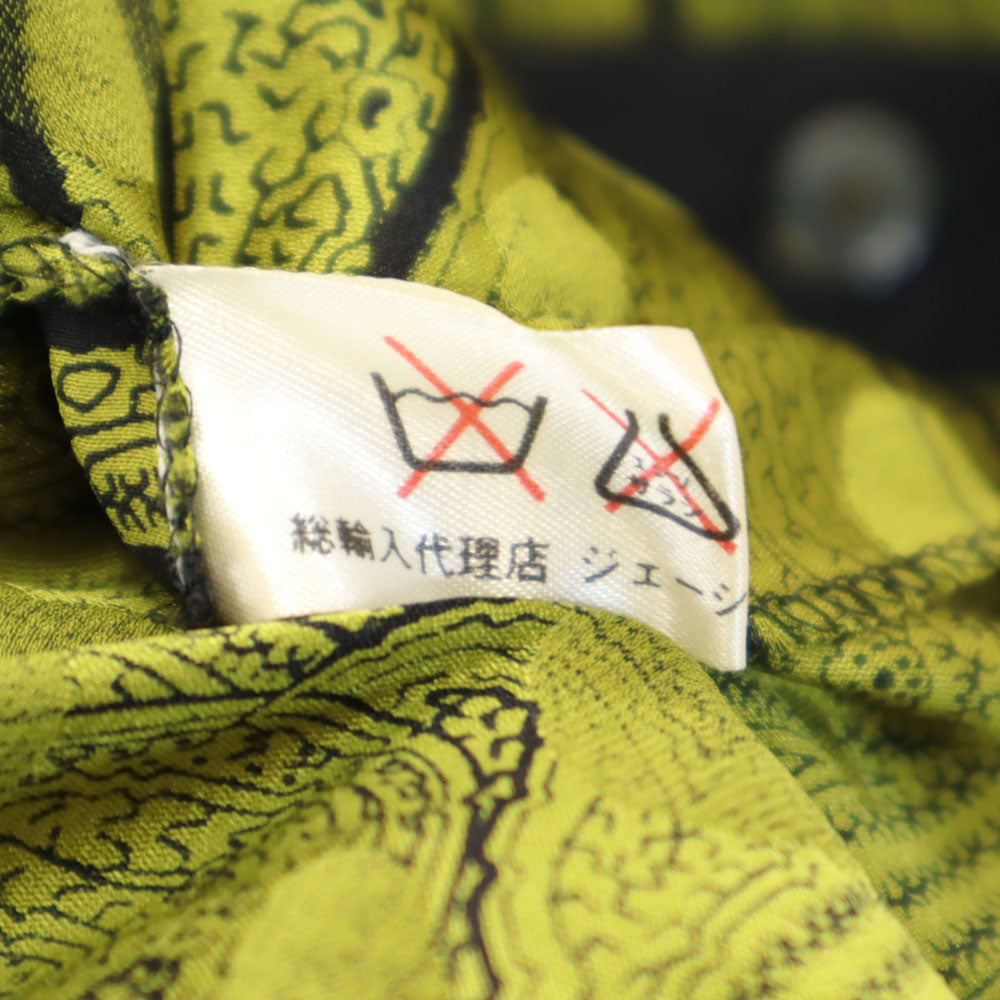 CELINE セリーヌ 90s フランス製 シルク オールド ジェーシーシ― 総柄 長袖 シャツ 上下 セットアップ 38 カーキ レディース