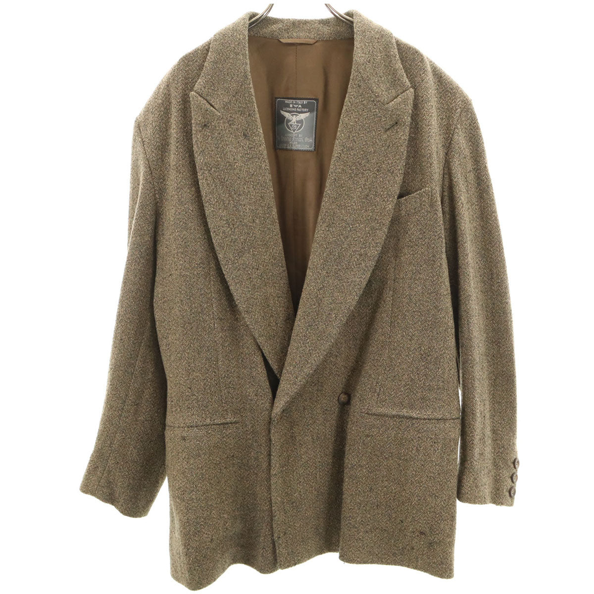 Emporio Armani エンポリオアルマーニ イタリア製 ダブル テーラードジャケット 50 カーキベージュ メンズ