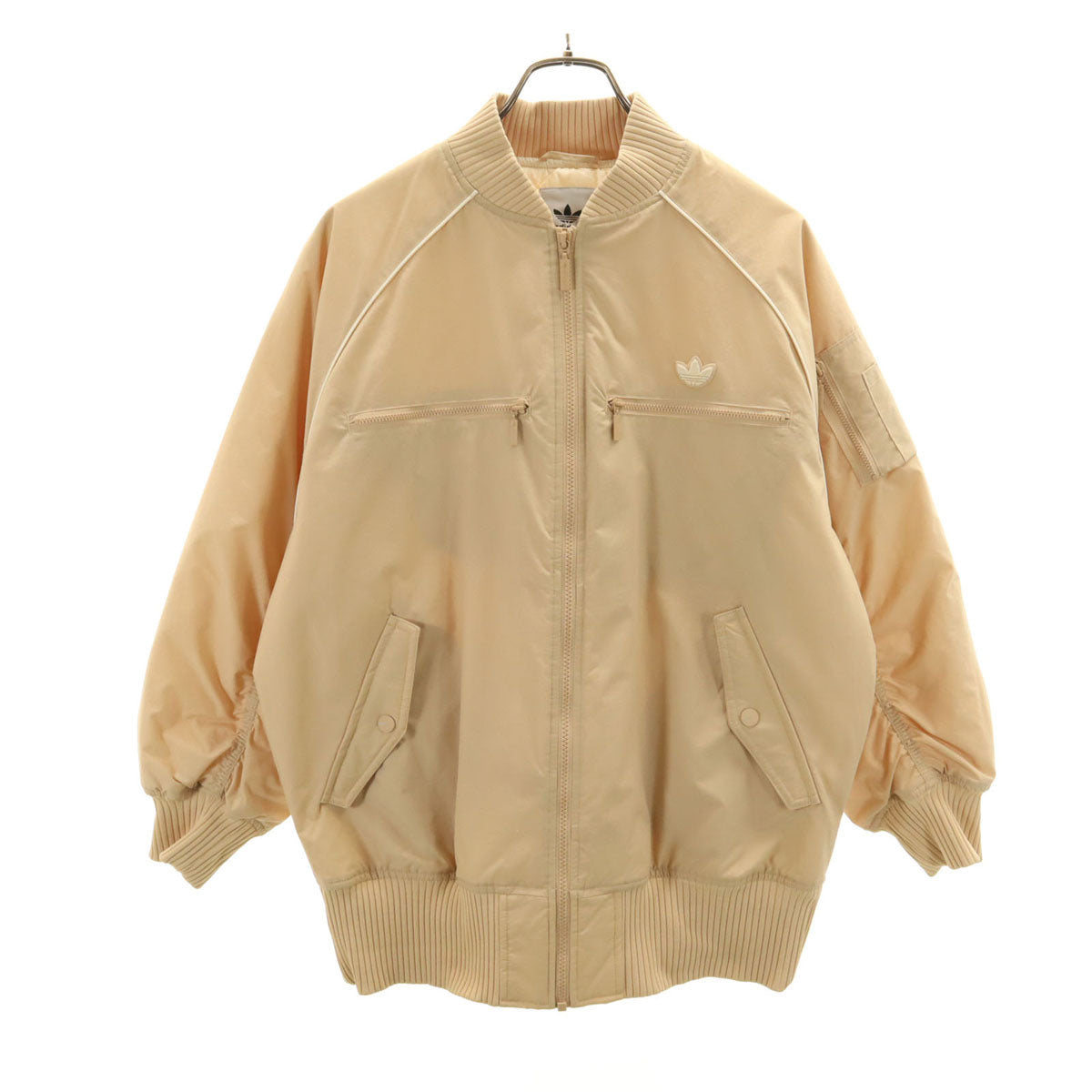 adidas アディダス トレフォイルロゴ ブルゾン M ベージュ 裏キルティング レディース