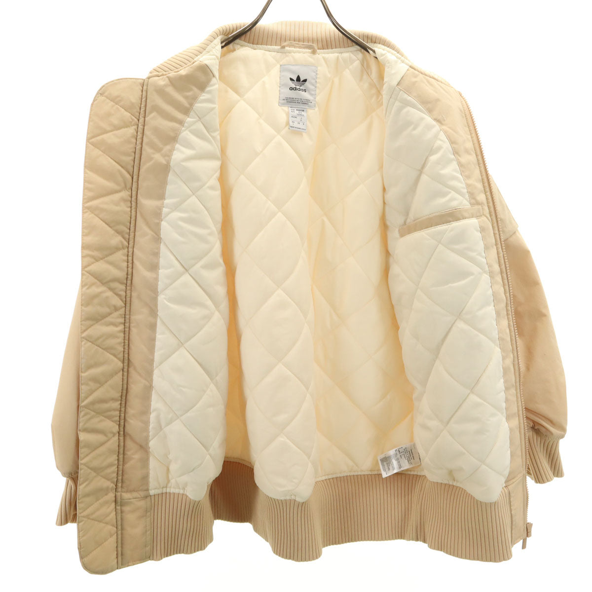 adidas アディダス トレフォイルロゴ ブルゾン M ベージュ 裏キルティング レディース
