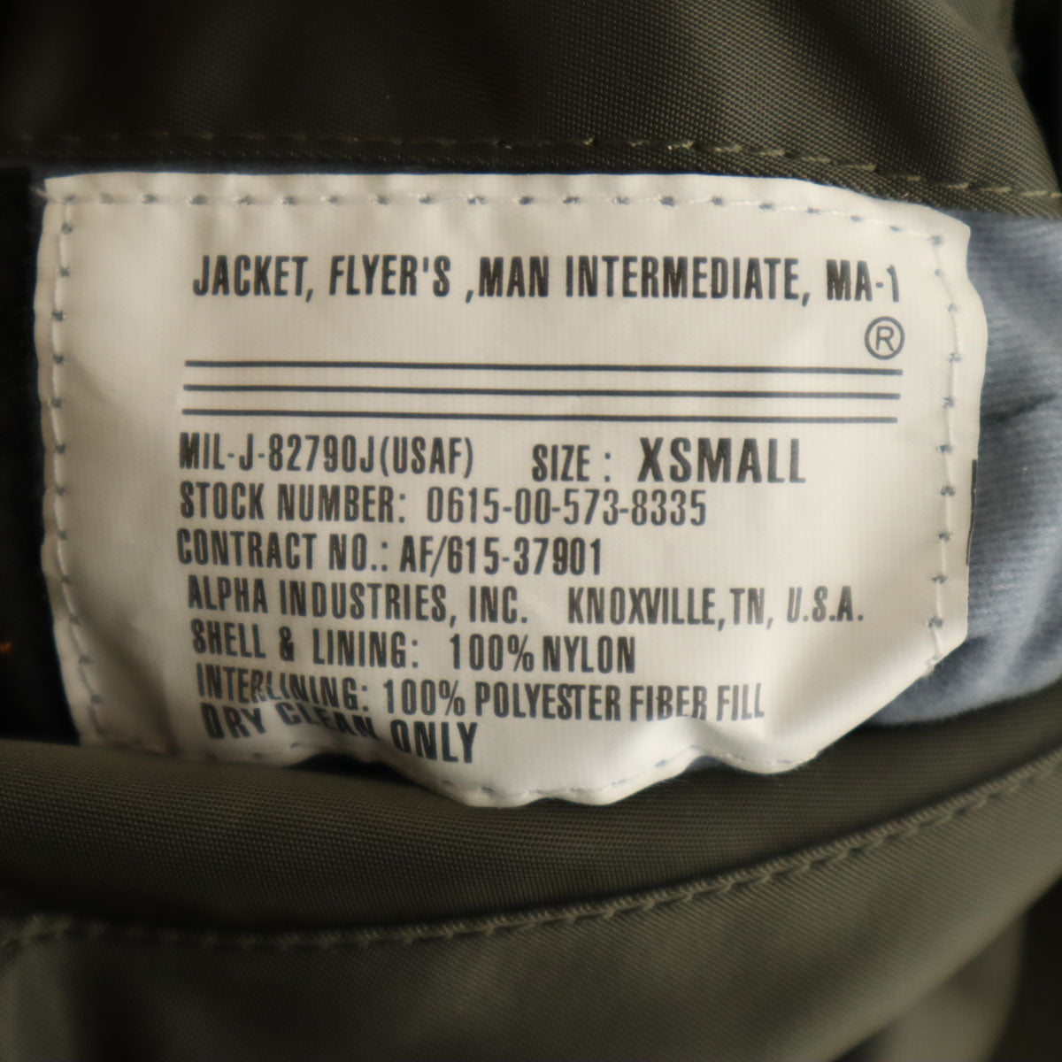 ALPHA INDUSTRIES INC アルファインダストリーズ MA-1 フライトジャケット XS カーキ メンズ