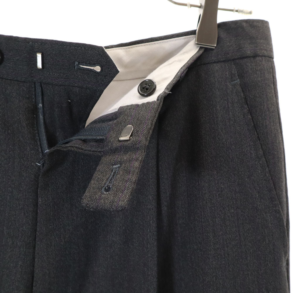 ランバン クラシック 90s オールド ストライプ ヘリンボーン柄 3ピース スーツ 上下 セットアップ 48 チャコールグレー メンズ