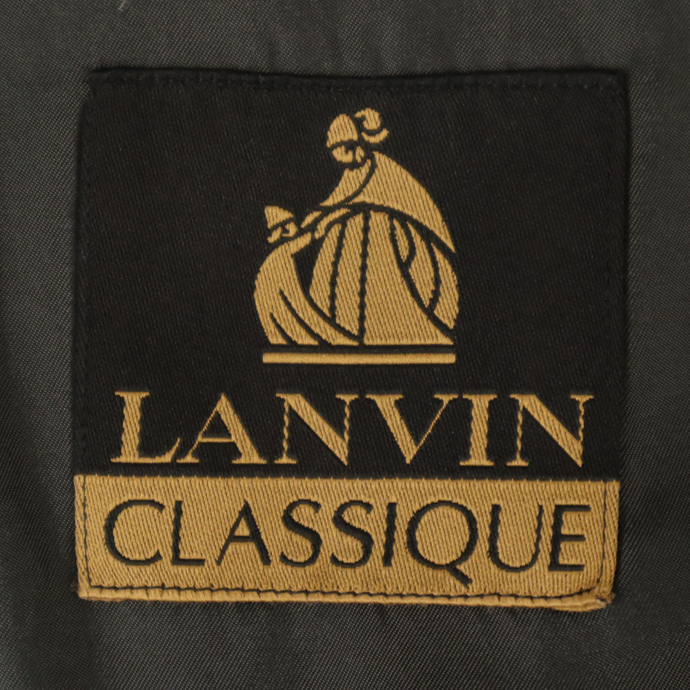 ランバン クラシック 90s オールド ストライプ ヘリンボーン柄 3ピース スーツ 上下 セットアップ 48 チャコールグレー メンズ