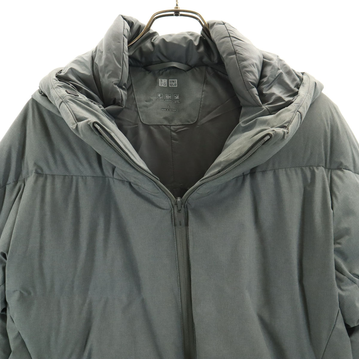 UNIQLO ユニクロ シームレス ダウンパーカー L グレー 3Dカット メンズ