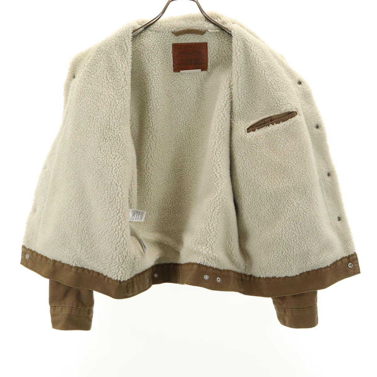 LEVI'S PREMIUM リーバイスプレミアム ビッグE シェルパ トラッカー ジャケット S カーキブラウン 裏ボア メンズ