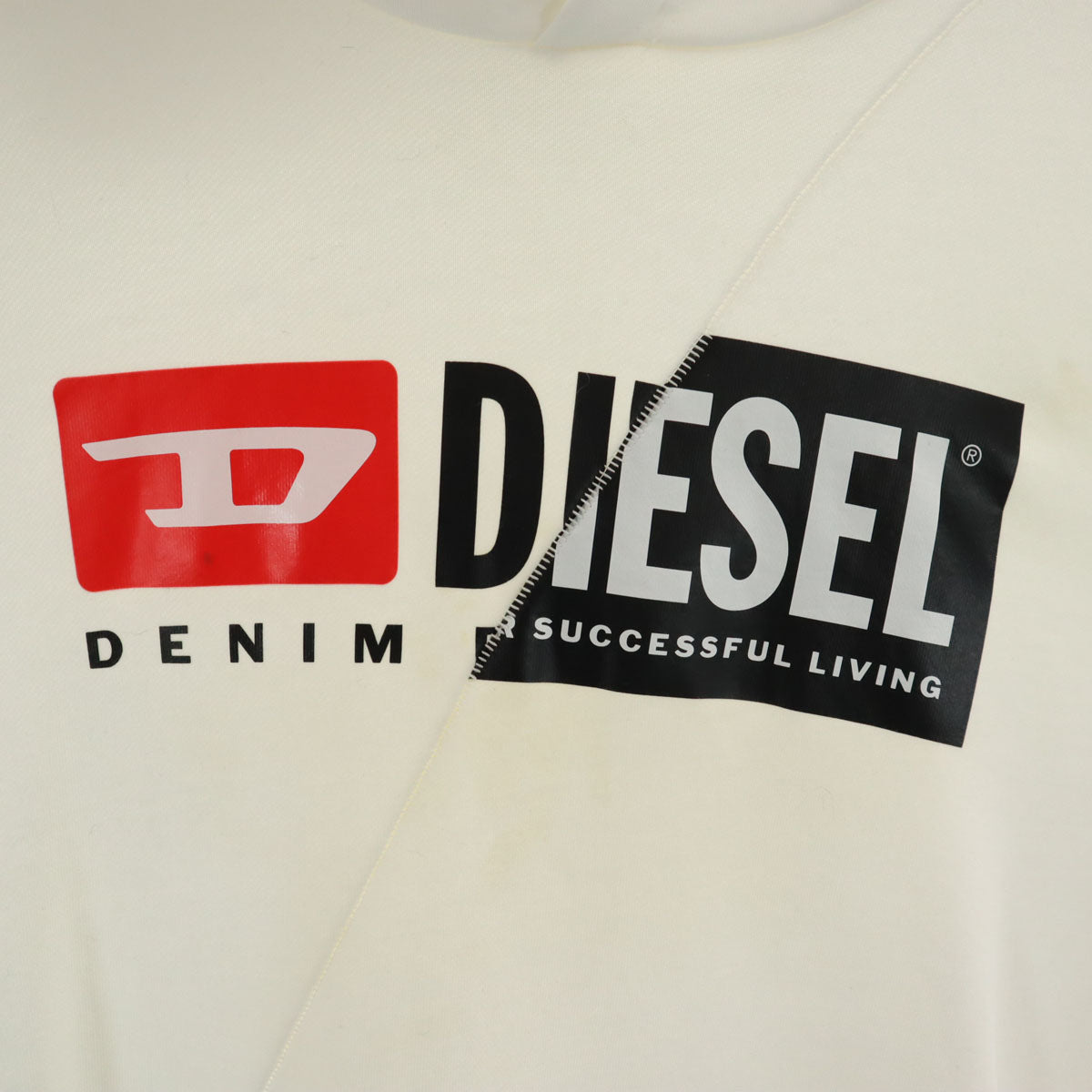 DIESEL ディーゼル 長袖 スウェットパーカー S ホワイト プルオーバー メンズ