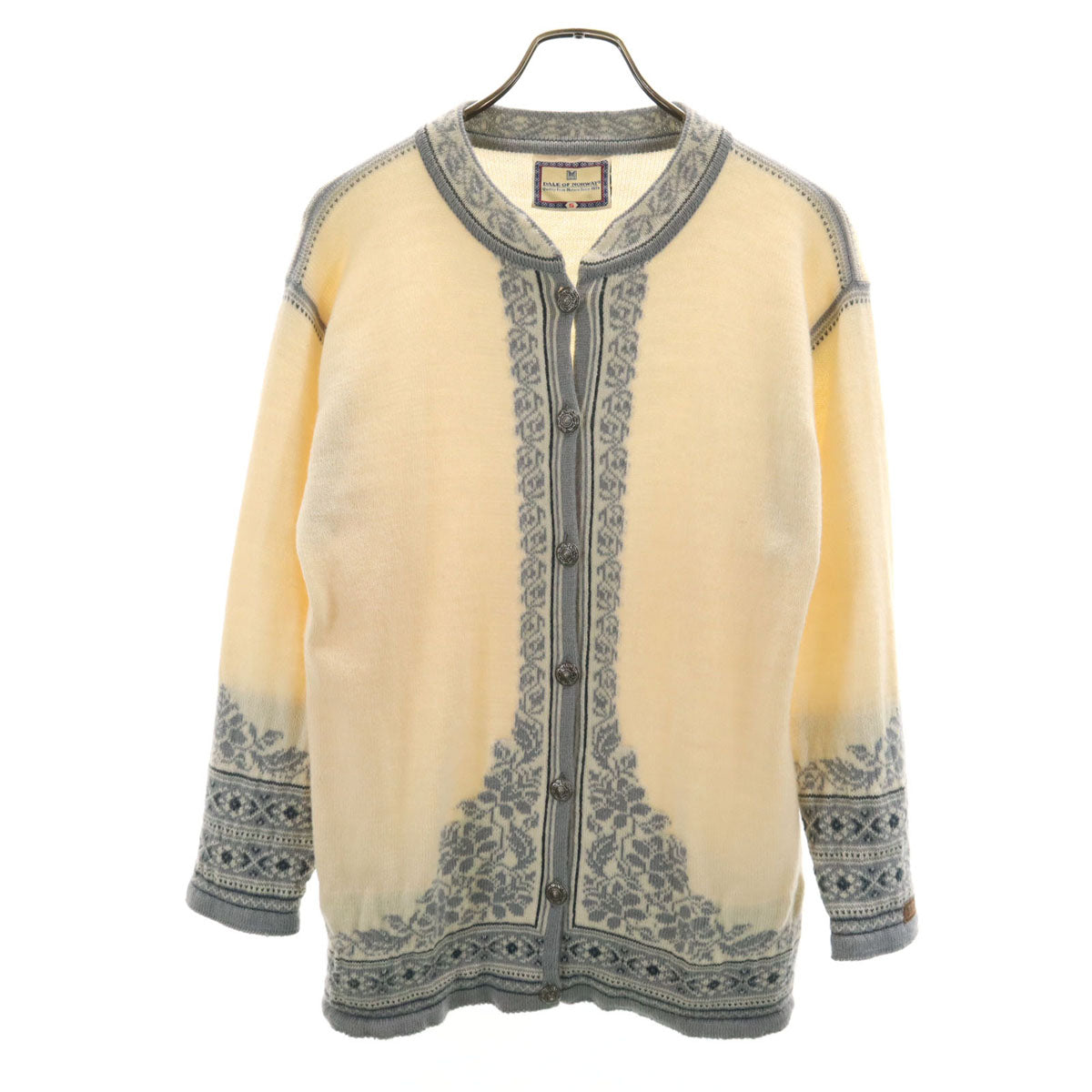 DALE OF NORWAY 90s オールド ノルディック柄 長袖 ニットカーディガン S アイボリー系 レディース