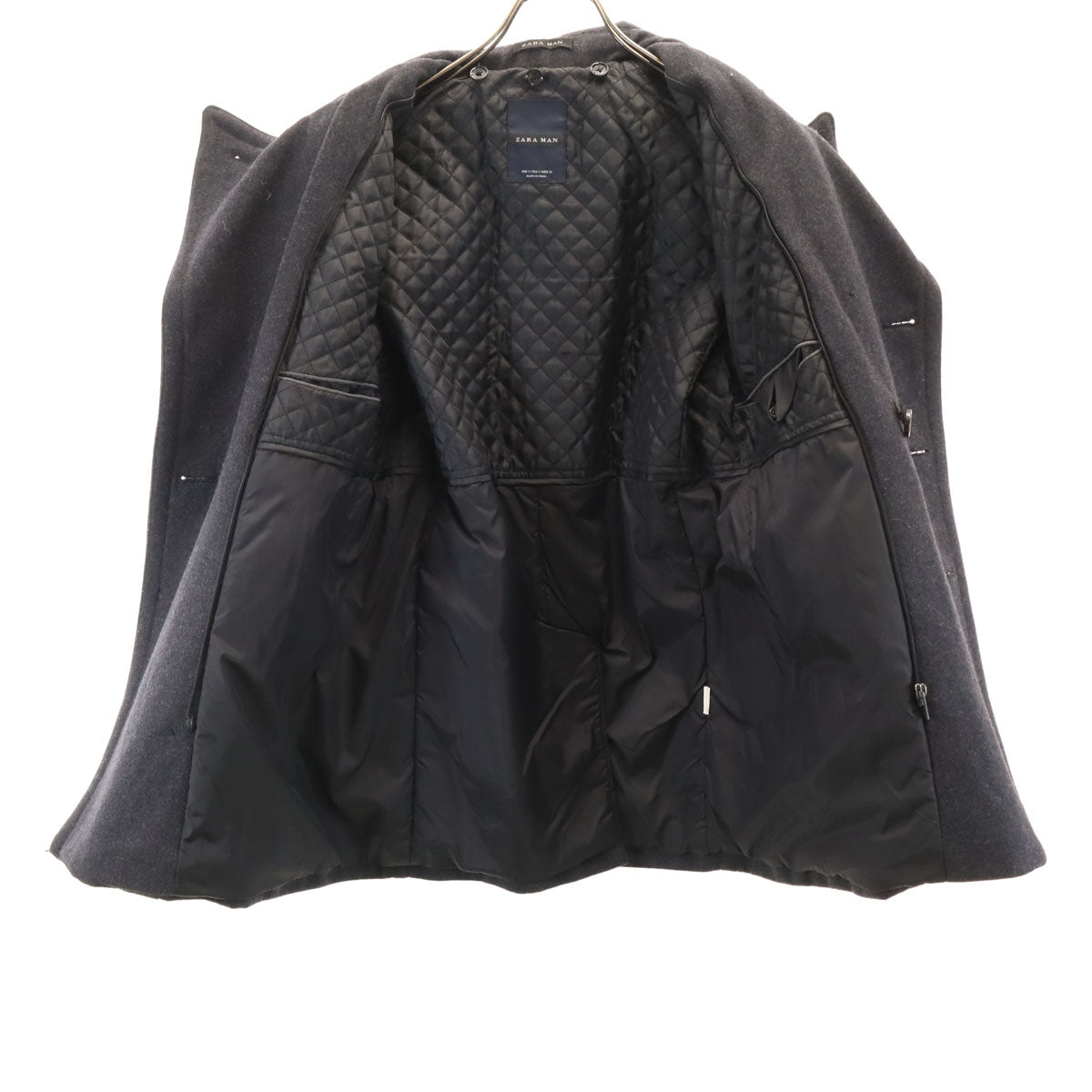 ZARA MAN ザラマン メルトン ピーコート S チャコールグレー メンズ