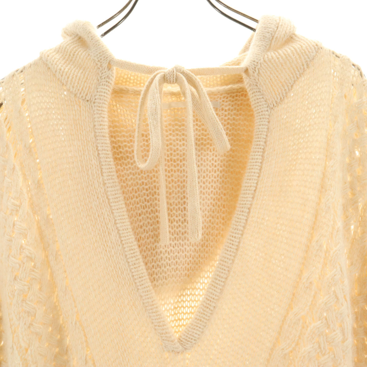 美品 Little Suzie リトルスージー ニット ロング ポンチョ ONE SIZE ペールオレンジ レディース