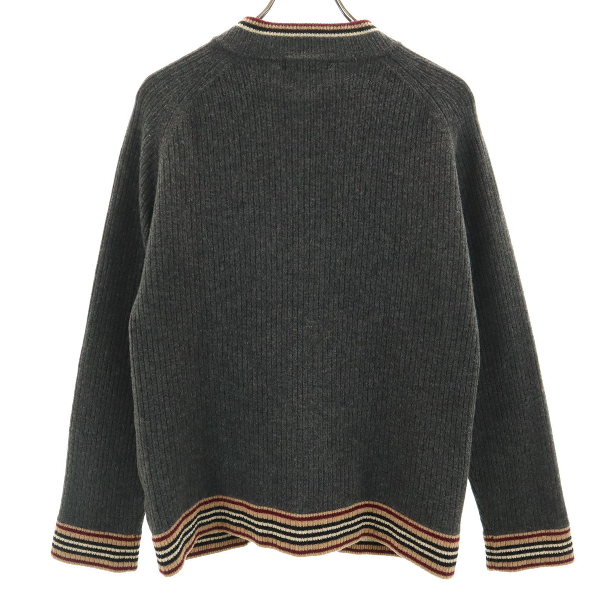 BURBERRY BLACK LABEL バーバリーブラックレーベル フェイクスエード切替 ニットジャケット 2 チャコールグレー 三陽商会 メンズ