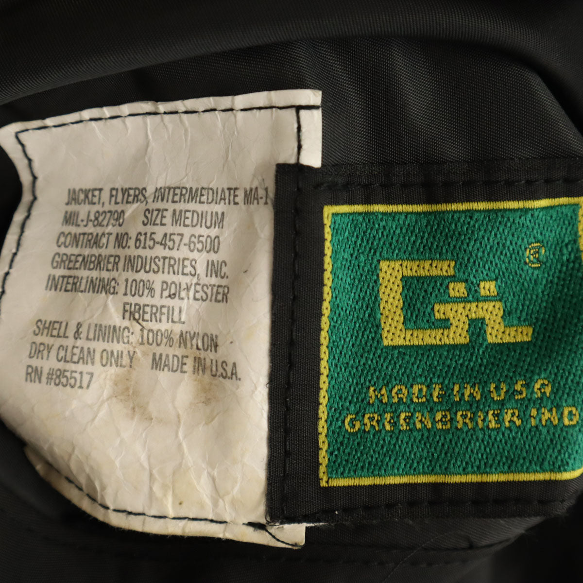 GREENBRIER IND グリーンブライヤー USA製 MA-1 フライトジャケット M ブラック ミリタリー メンズ
