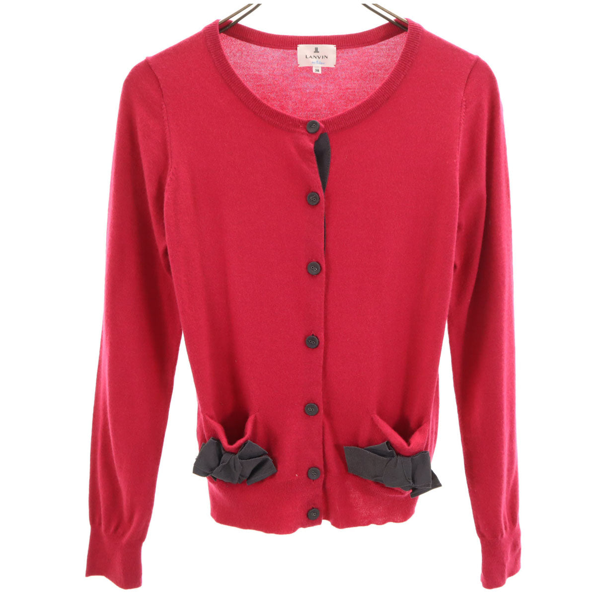 美品 LANVIN en Bleu ランバンオンブルー ニットカーディガン 38 ピンク レディース