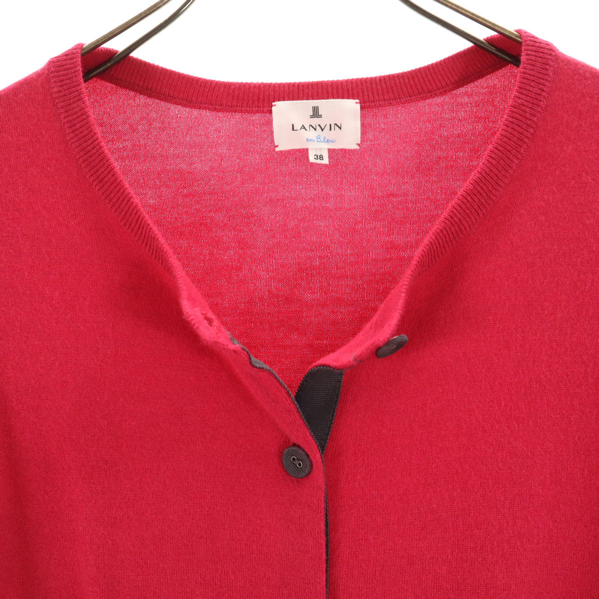 美品 LANVIN en Bleu ランバンオンブルー ニットカーディガン 38 ピンク レディース