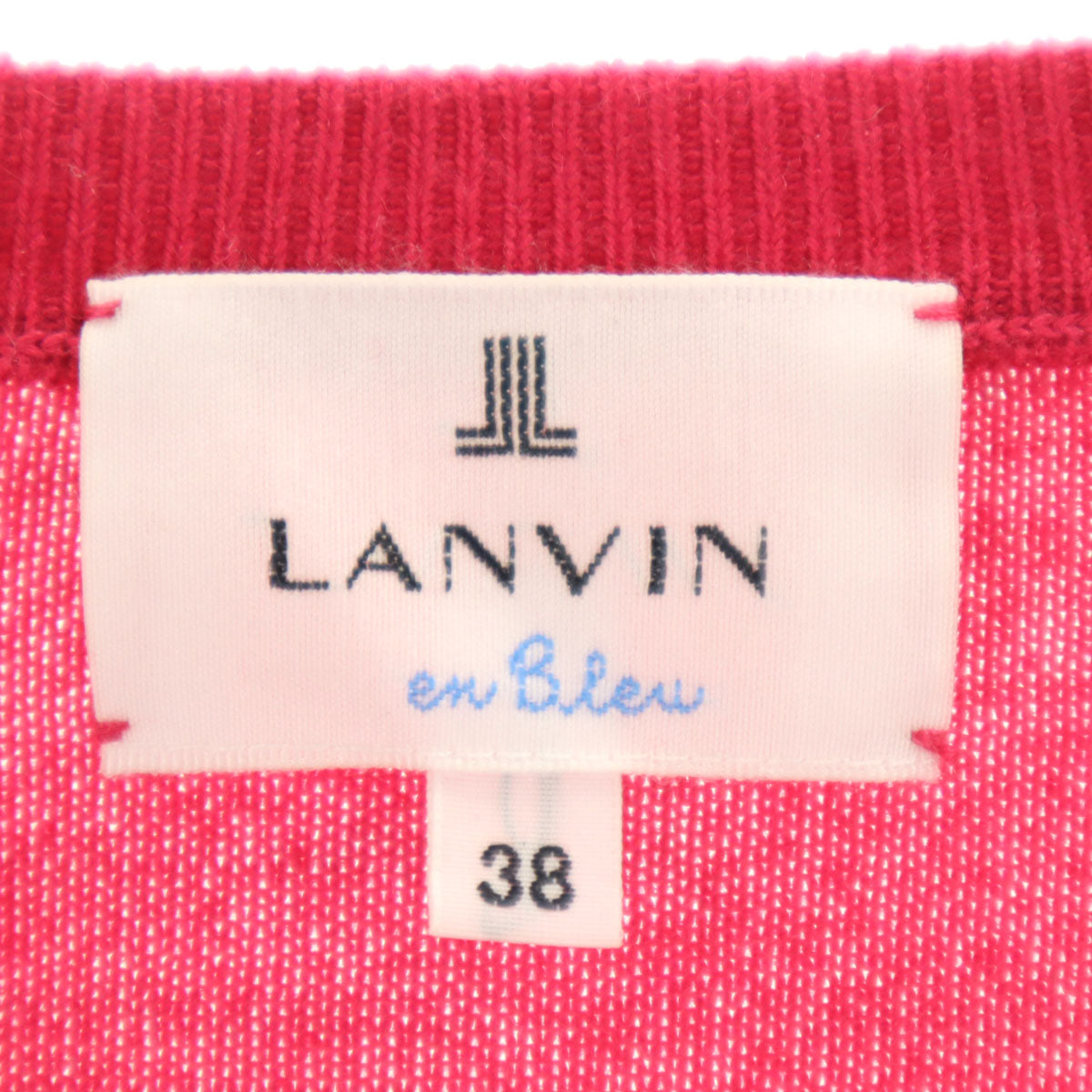 美品 LANVIN en Bleu ランバンオンブルー ニットカーディガン 38 ピンク レディース
