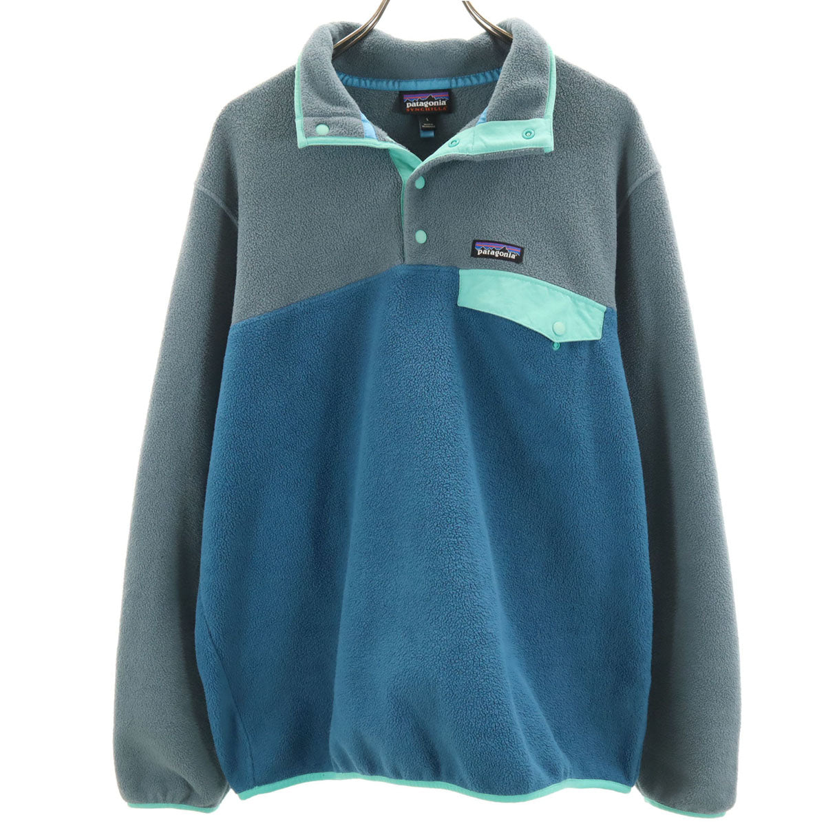 美品 patagonia パタゴニア シンチラ スナップT フリースジャケット L ブルー系 STY25551 アウトドア メンズ