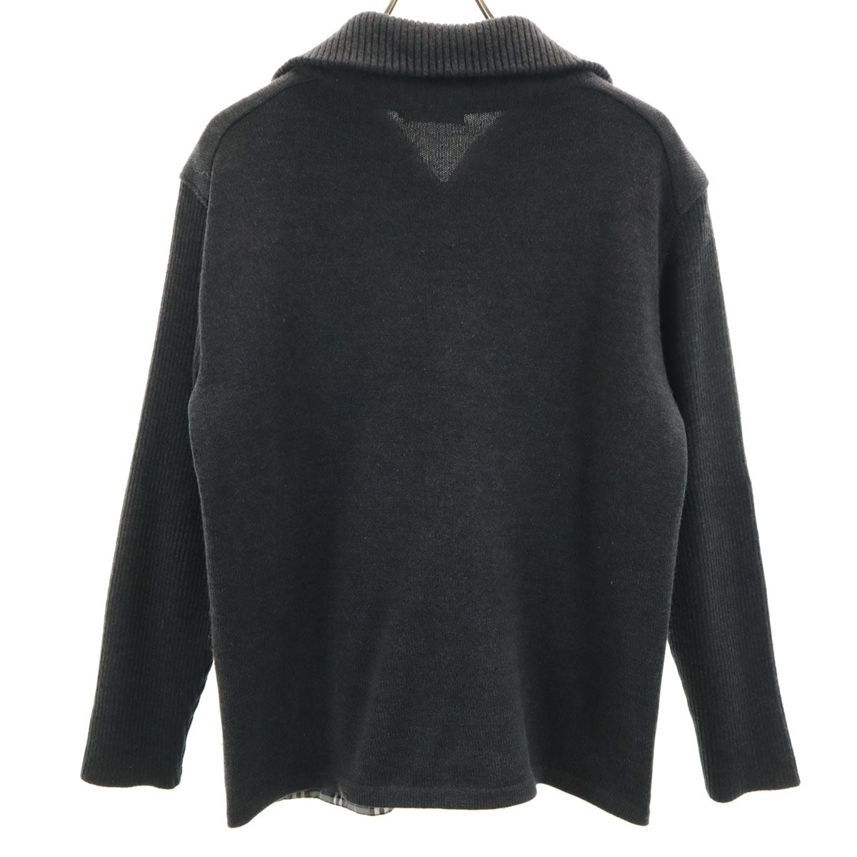 美品 BURBERRY BLACK LABEL バーバリーブラックレーベル 日本製 ニットジャケット 3 ブラック系 三陽商会 メンズ