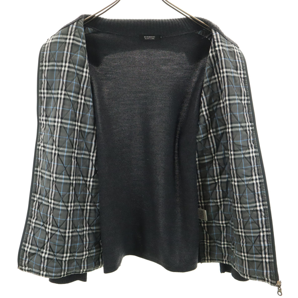 美品 BURBERRY BLACK LABEL バーバリーブラックレーベル 日本製 ニットジャケット 3 ブラック系 三陽商会 メンズ