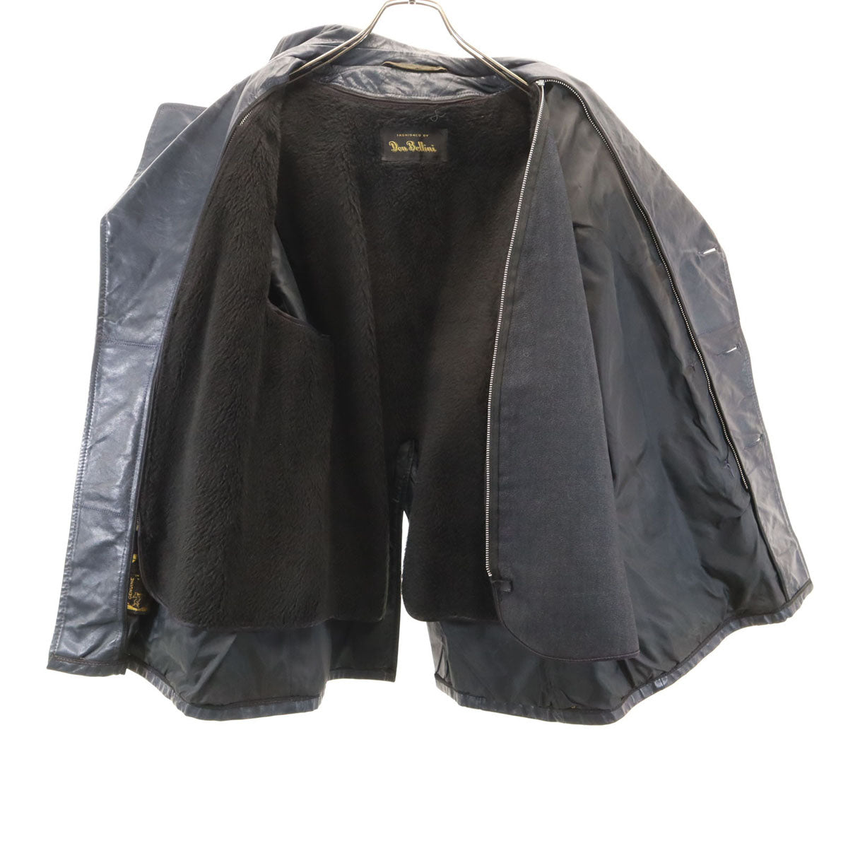 ドンベリーニ 本革レザー ピーコート 42 ネイビー ライナー付き メンズ