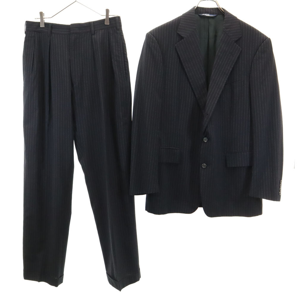 Polo by Ralph Lauren ポロバイラルフローレン スペイン製 ピンストライプ スーツ 上下 セットアップ 40 チャコールブラック メンズ