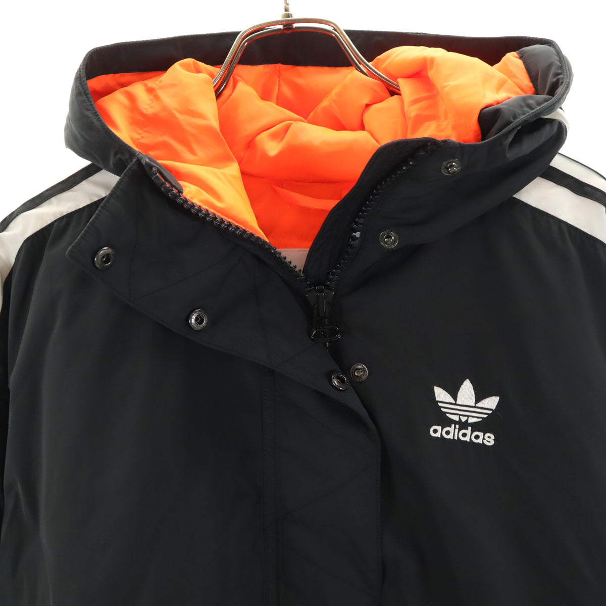 adidas アディダス ビッグトレフォイル フード付き 中綿ジャケット M ブラック レディース