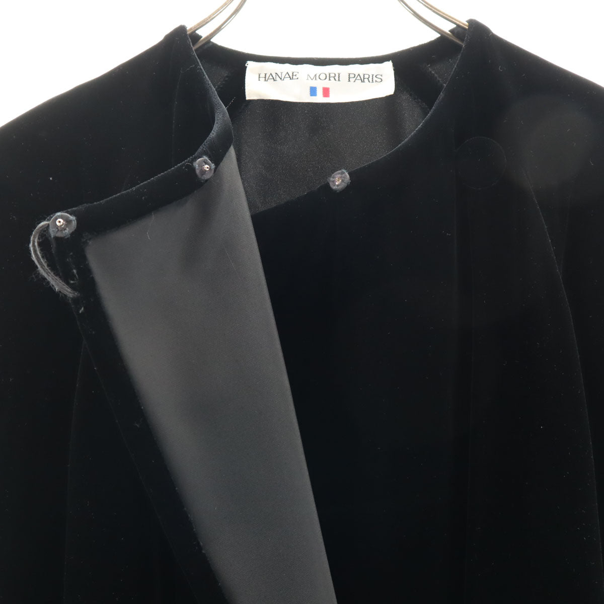 HANAE MORI PARIS ハナエモリ パリ ベロア ロング ポンチョ ブラック レディース