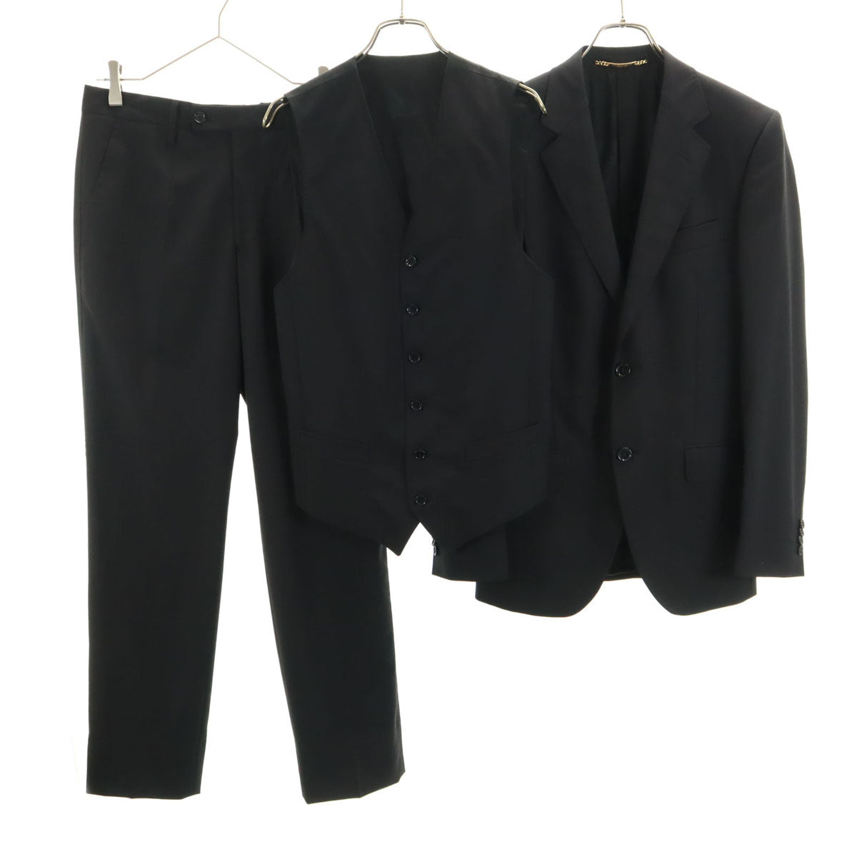 美品 DOLCE&GABBANA ドルチェアンドガッバーナ イタリア製 スーツ 上下 セットアップ 44 ブラック 3ピース 衣装カバー付き メンズ