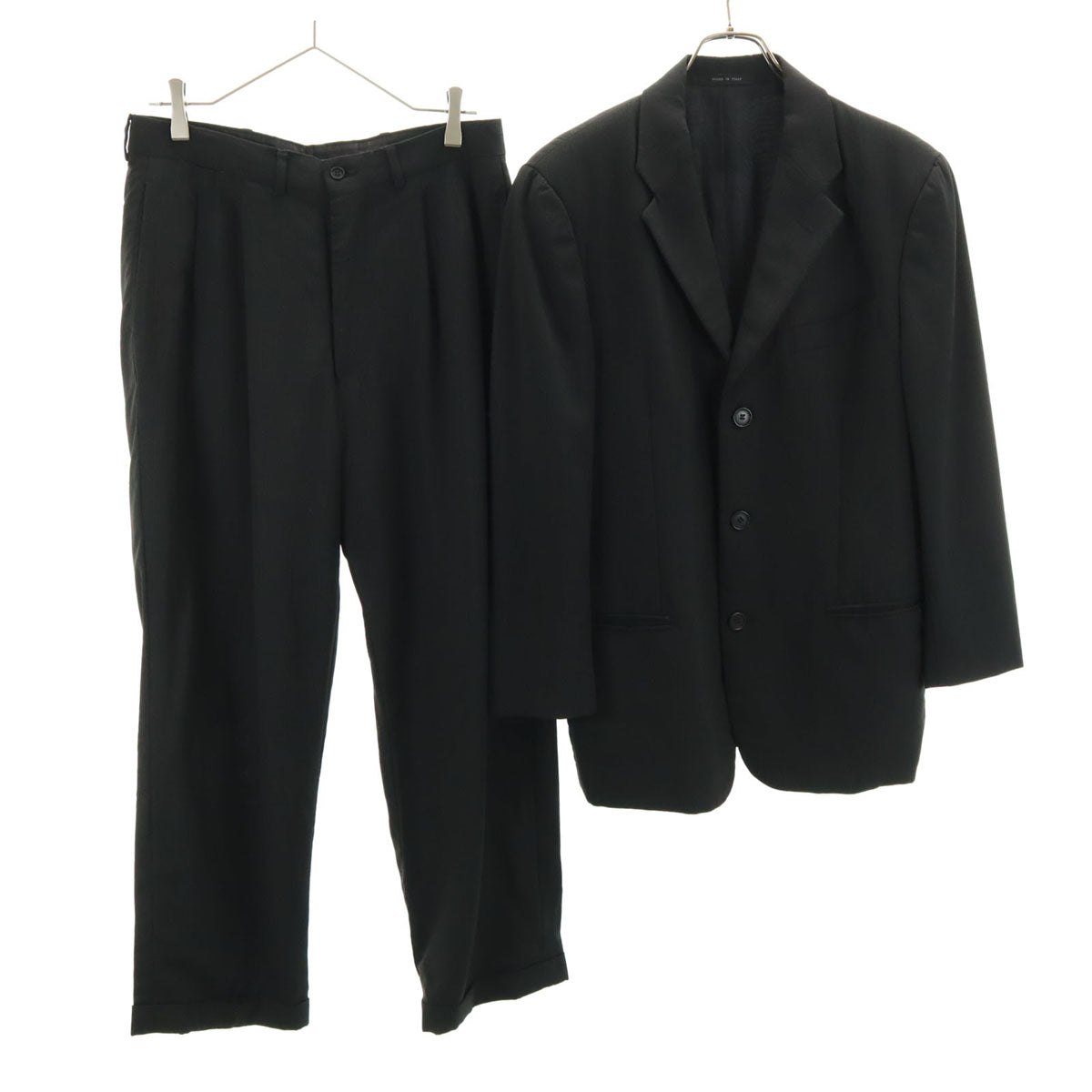 Emporio Armani エンポリオアルマーニ 90s イタリア製 オールド ストライプ柄 スーツ 上下 セットアップ 46 ブラック系 メンズ