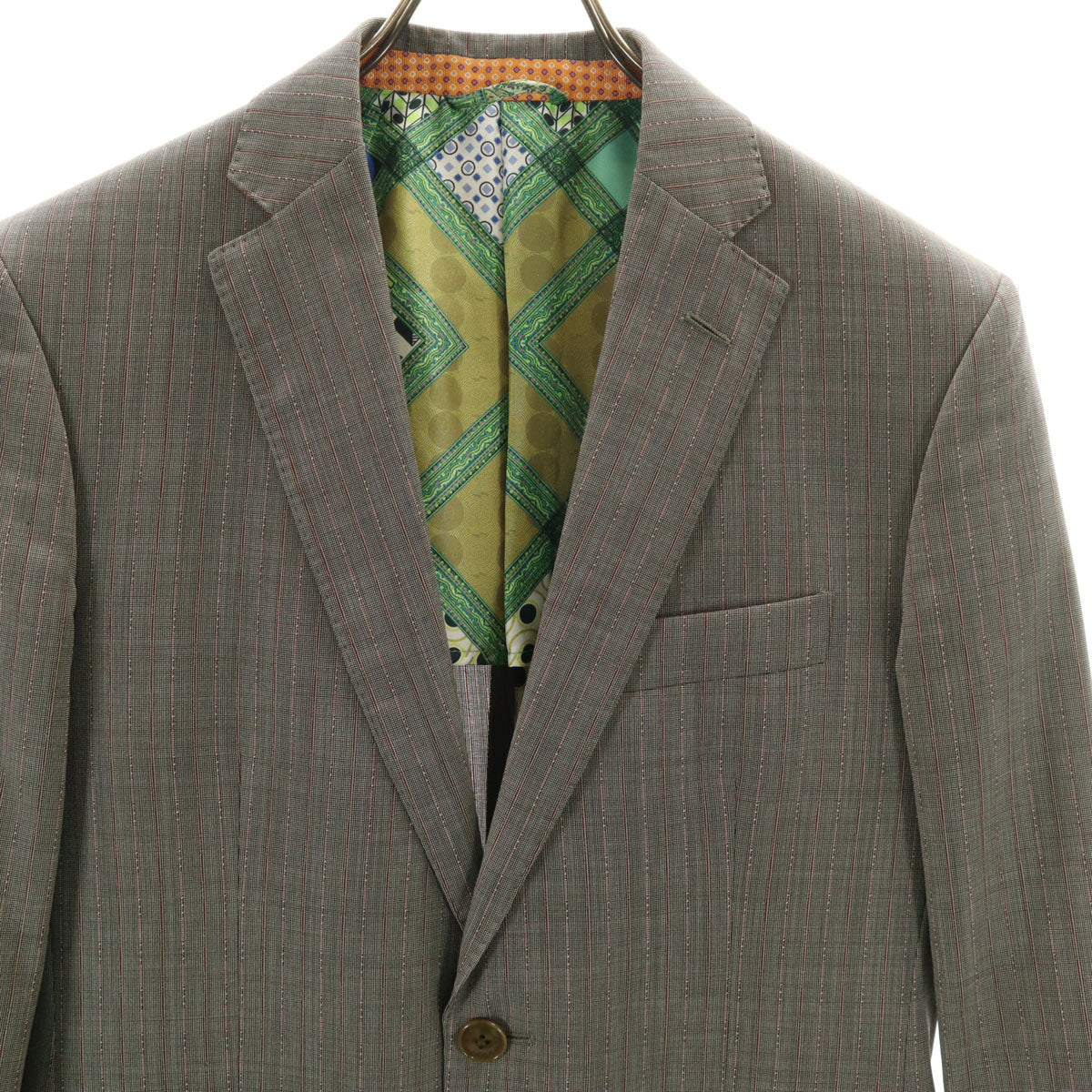 ETRO エトロ イタリア製 シルクブレンド ストライプ柄 スーツ 上下 セットアップ 44 グレー メンズ