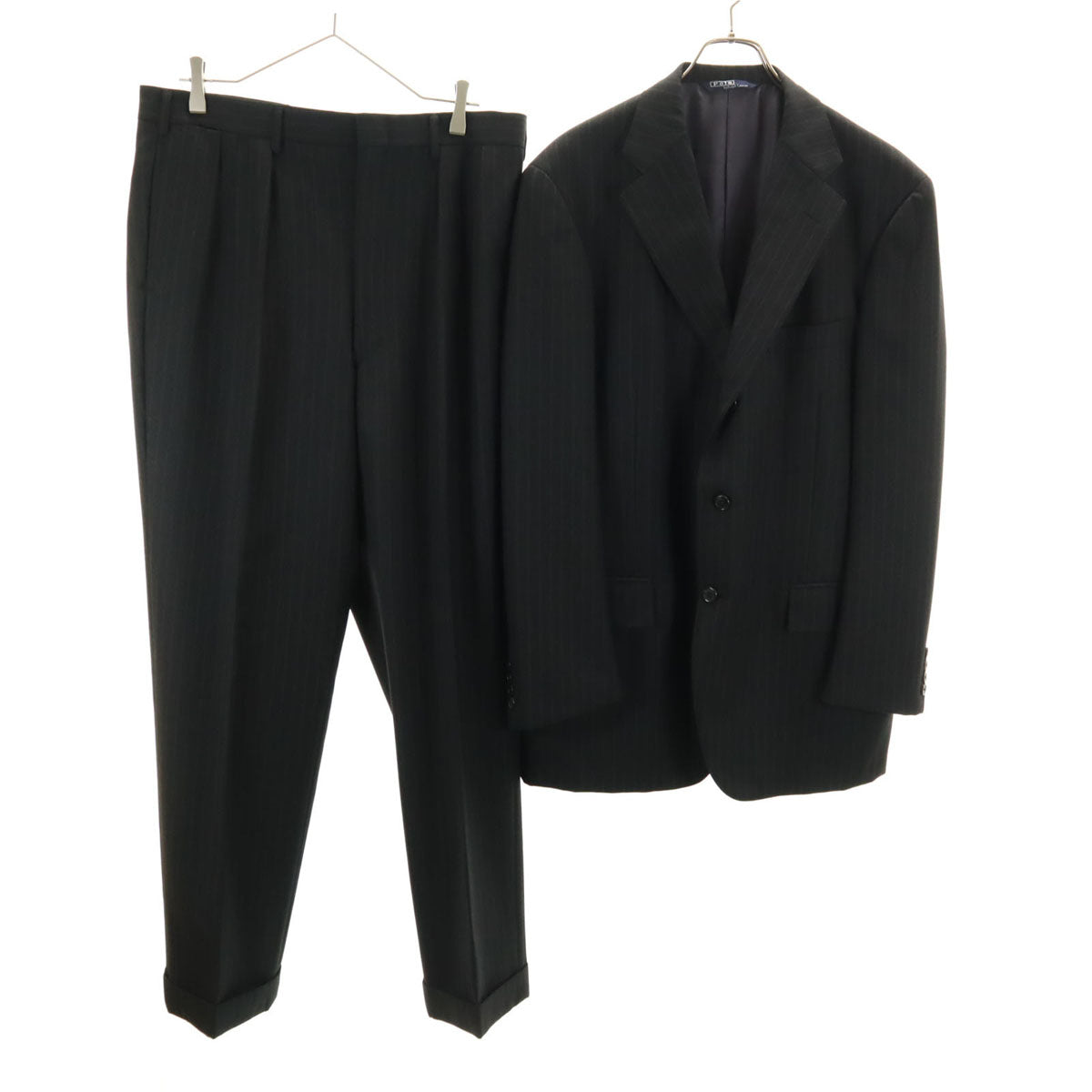 Polo by Ralph Lauren ポロバイラルフローレン 日本製 ストライプ柄 スーツ 上下 セットアップ B8 チャコール メンズ