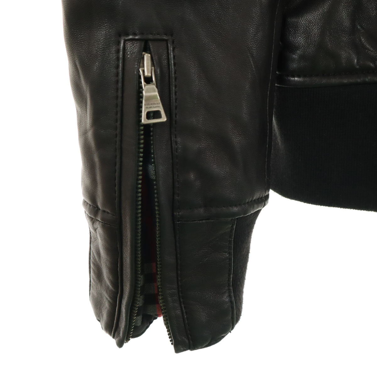 BURBERRY BLACK LABEL バーバリーブラックレーベル 羊革 レザージャケット M ブラック 三陽商会 ラビットファー付き メンズ