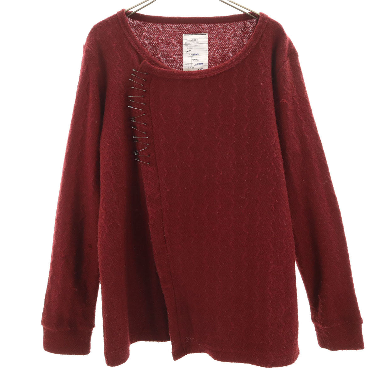 SHAREEF シャリーフ 日本製 ウールブレンド 長袖 セーター 2 バーガンディ 安全ピン レディース