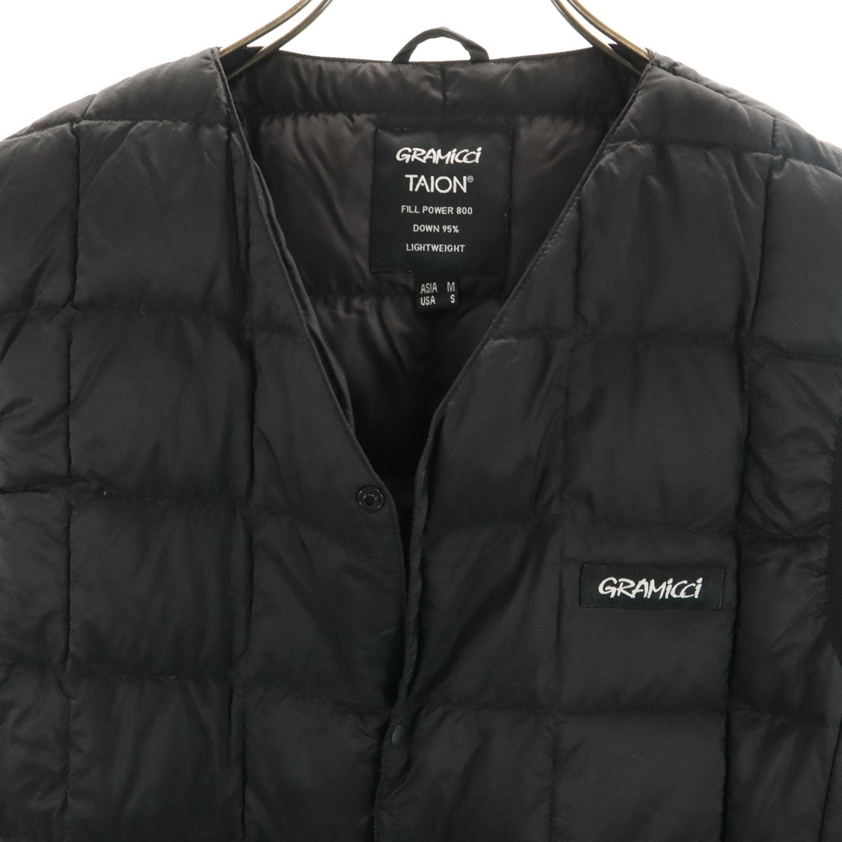 美品 Gramicci グラミチ TAION タイオン コラボ インナー ダウンベスト M ブラック 収納袋付き アウトドア メンズ