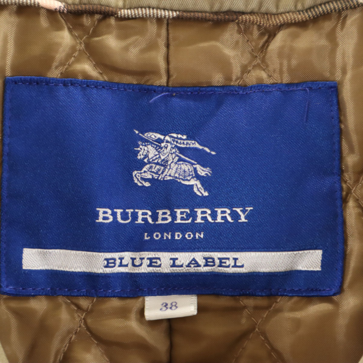 BURBERRY LONDON BLUE LABEL バーバリー ロンドン ブルーレーベル モッズコート 38 ベージュ 三陽商会 中綿 ミリタリー ラクーンファー付き レディース