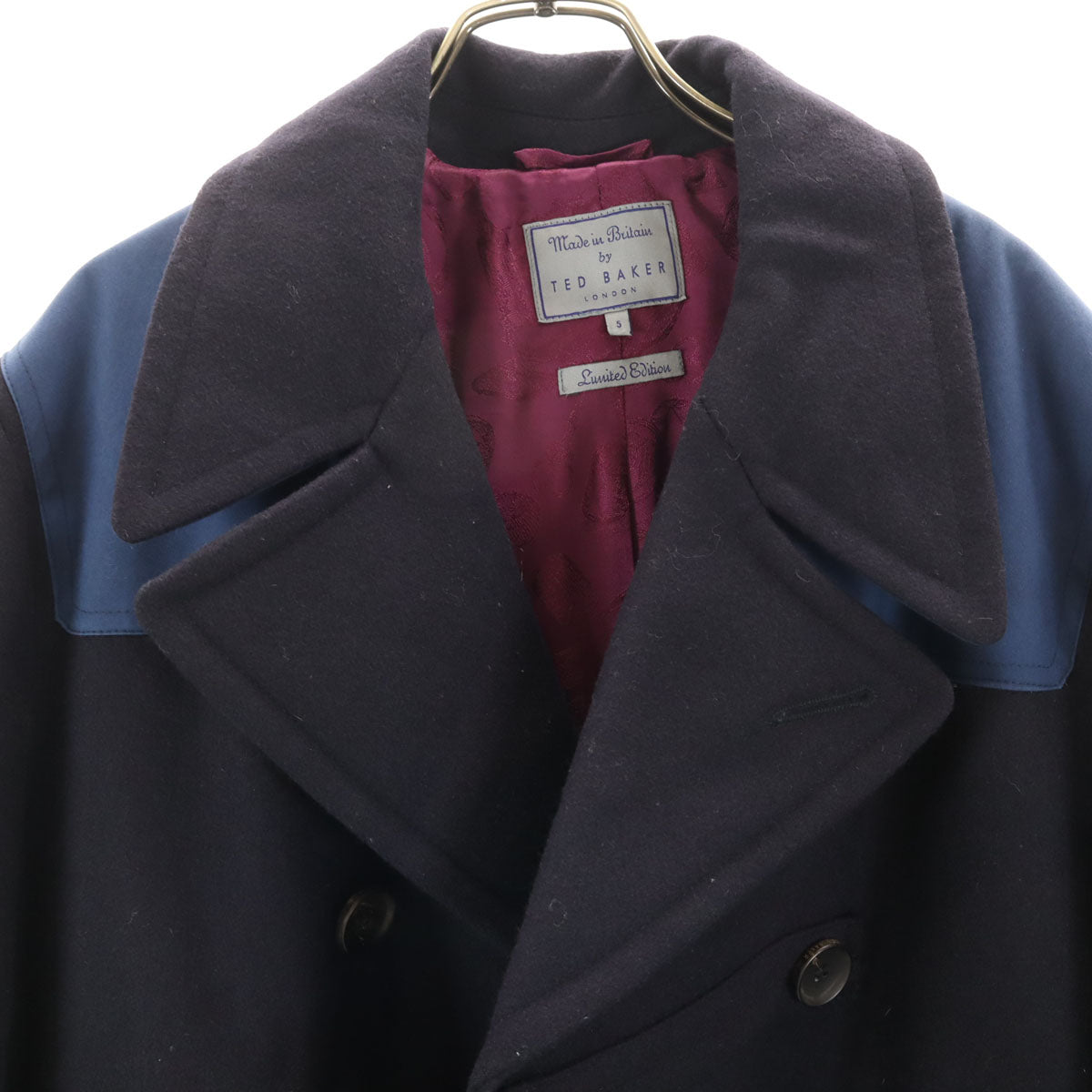 TED BAKER テッドベーカー 英国製 ウールブレンド ピーコート 5 ネイビー メンズ
