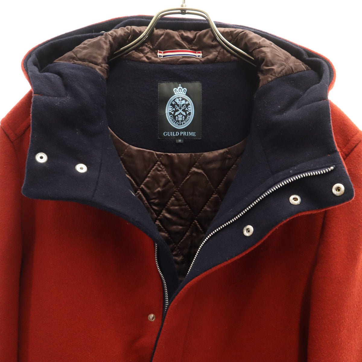 GUILD PRIME ギルドプライム フーデッド コート M レッドブラウン系 メンズ