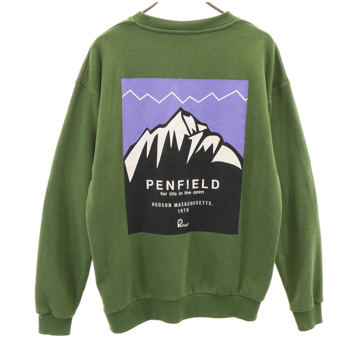PEN FIELD ペンフィールド バックプリント 長袖 スウェット トレーナー M グリーン 裏起毛 メンズ