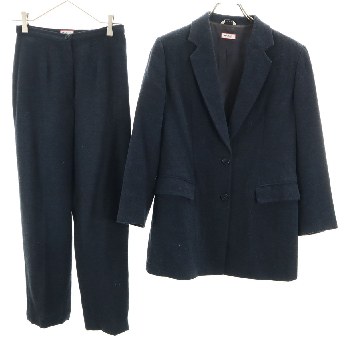 MAX&CO マックスアンドコー イタリア製 ウールブレンド パンツスーツ 上下 セットアップ 38 ネイビー系 レディース