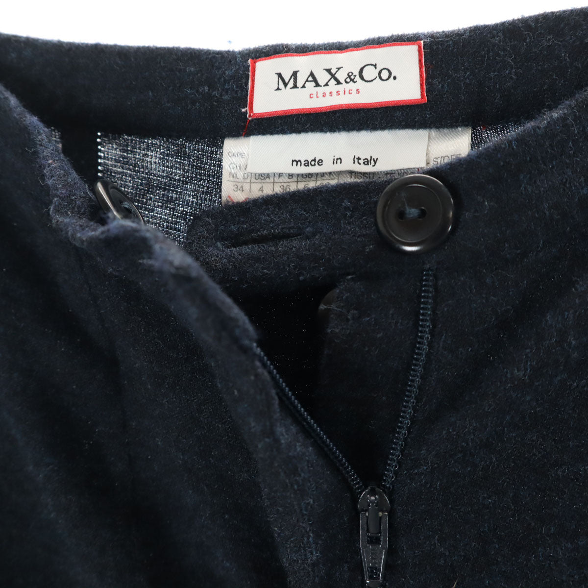 MAX&CO マックスアンドコー イタリア製 ウールブレンド パンツスーツ 上下 セットアップ 38 ネイビー系 レディース