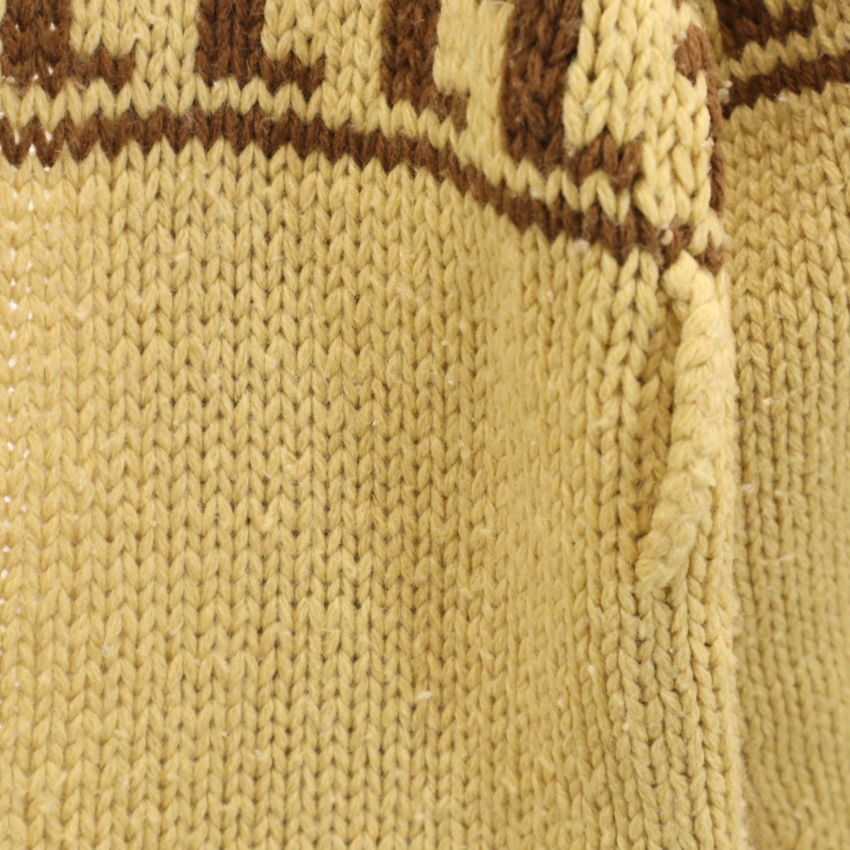 MONSIEUR BY SCHOONER オールド ネイティブ柄 長袖 ニットカーディガン ベージュ メンズ