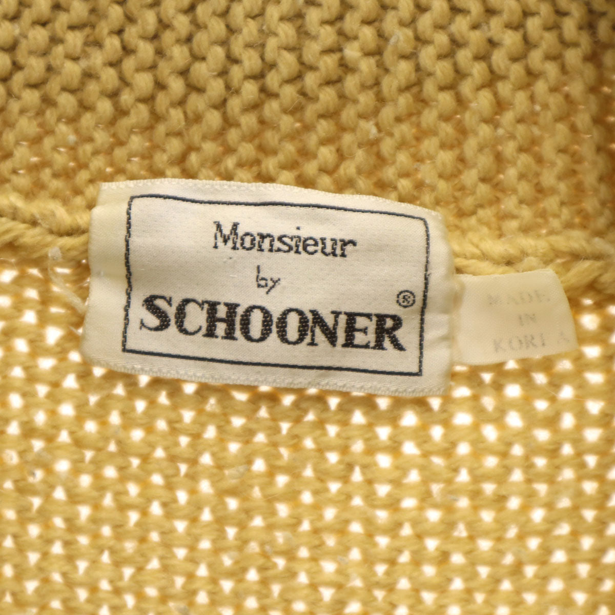 MONSIEUR BY SCHOONER オールド ネイティブ柄 長袖 ニットカーディガン ベージュ メンズ