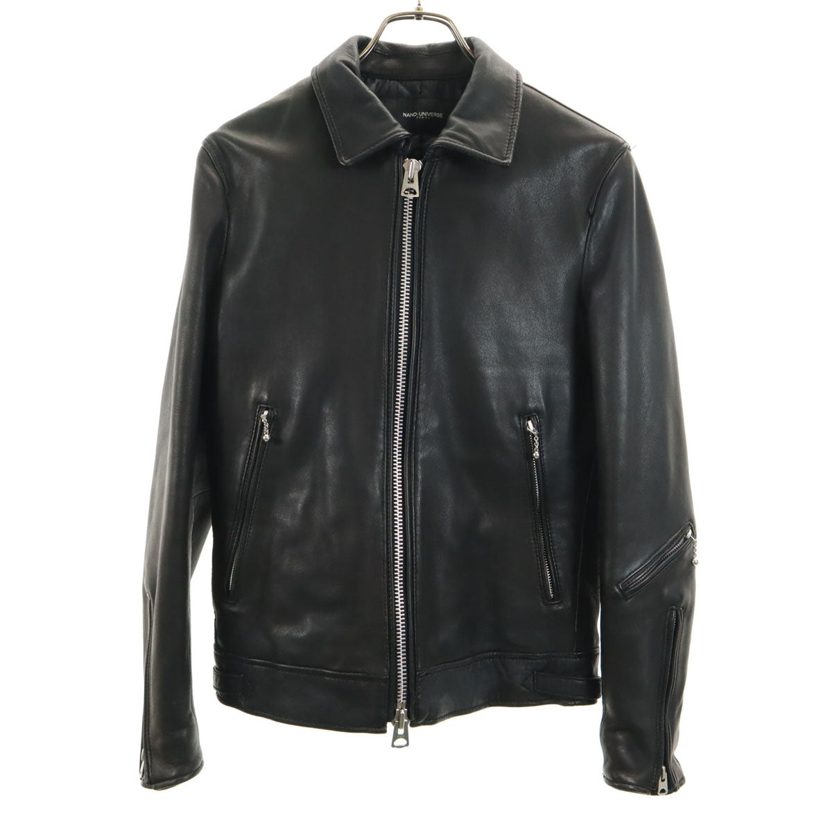 nano universe ナノユニバース 羊革 レザージャケット S ブラック サーモライト中綿 メンズ