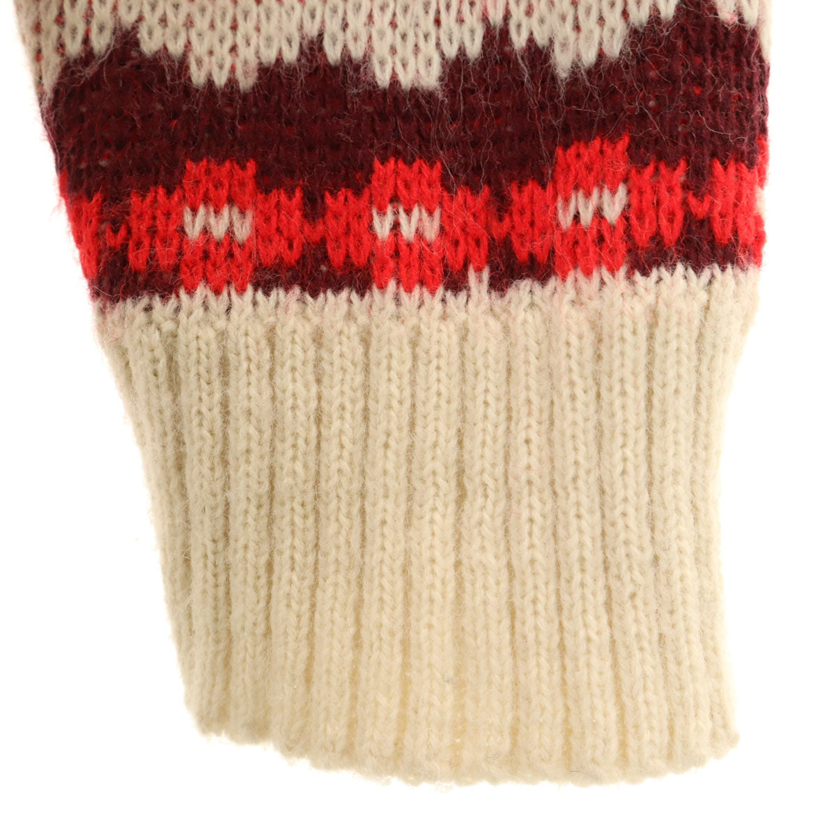 VINTAGE ヴィンテージ 70s セパポケ ノルディック柄 長袖 ジップアップ カーディガン レッド レディース