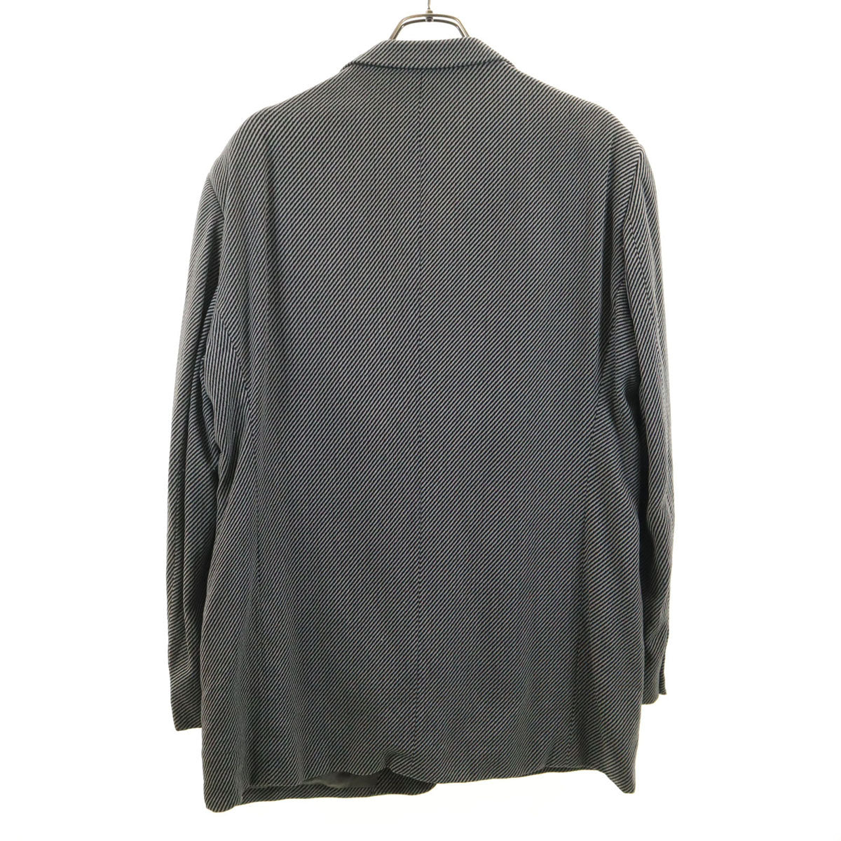 ARMANI COLLEZIONI アルマーニコレッツォーニ イタリア製 斜ストライプ柄 テーラードジャケット ブラック メンズ