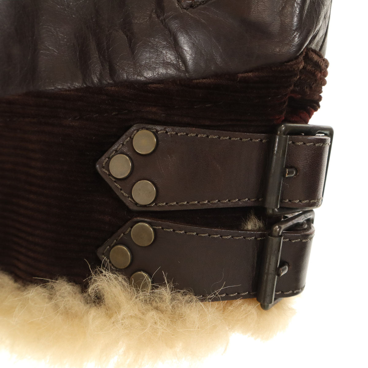 DSQUARED2 ディースクエアード イタリア製 レザー切り替え 襟ムートン コーデュロイジャケット 44 ブラウン レディース