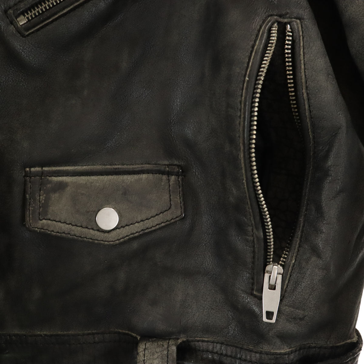 ZARA ザラ 水牛革 バッファローレザー ダブルライダースジャケット L チャコール メンズ