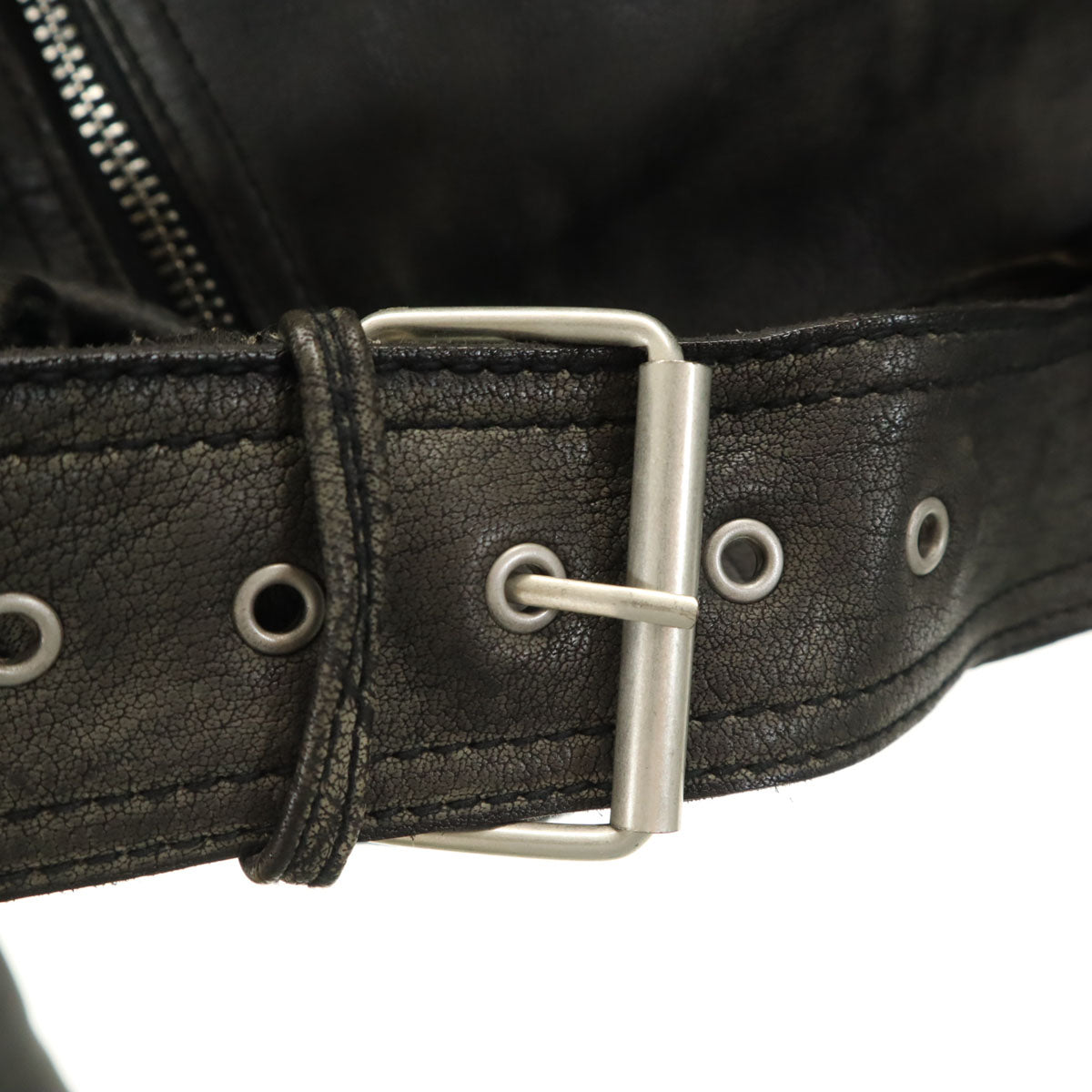 ZARA ザラ 水牛革 バッファローレザー ダブルライダースジャケット L チャコール メンズ